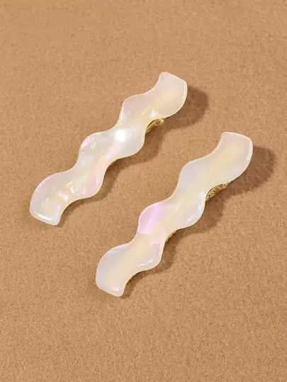 2个波浪形鳄鱼夹发夹，波西米亚风爪夹，发爪发卡，学生用品，发饰，头部饰品