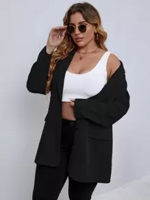 EMERY ROSE Plus Solid Button Through Blazer Graduation,Back To School,Teacher Outfits For Women Fall Cloth For Women Autumn