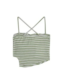Contrast Stripe Criss Cross Asymmetrical Hem Cami Top - Mint Green - View 2