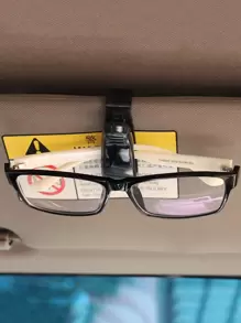 Car Sun Visor Glasses Holder - Black - View 1