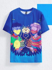 Jessie Supreme Camiseta con estampado de figura de cuello redondo - Azul - Ver 1