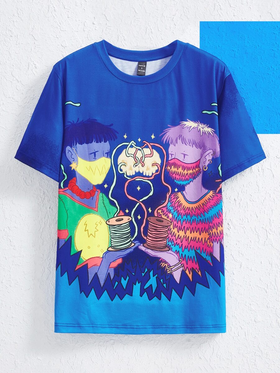 Jessie Supreme Camiseta con estampado de figura de cuello redondo - Azul - Ver 1