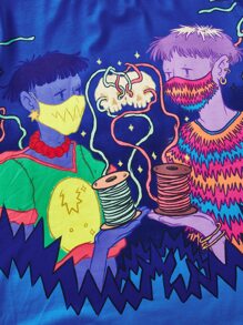 Jessie Supreme Camiseta con estampado de figura de cuello redondo - Azul - Ver 5