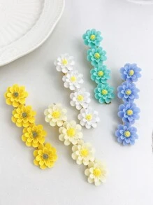 5入組女士多彩樹脂花朵和金屬髮夾,日常使用波西米亞風格