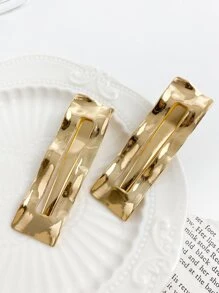 2pcs Women's Metal Hair Clips, Great For Daily Use Street Bow Claw Clips Hair Claws Hair Barrettes, School Stuff, Hair Accessories, Head Accessories, Hairpin - Gold - View 3
