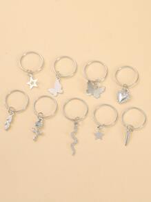 9pcs Butterfly Decor Hair Ring