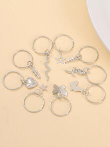 9pcs Butterfly Decor Hair Ring