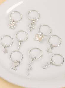 9pcs Butterfly Decor Hair Ring