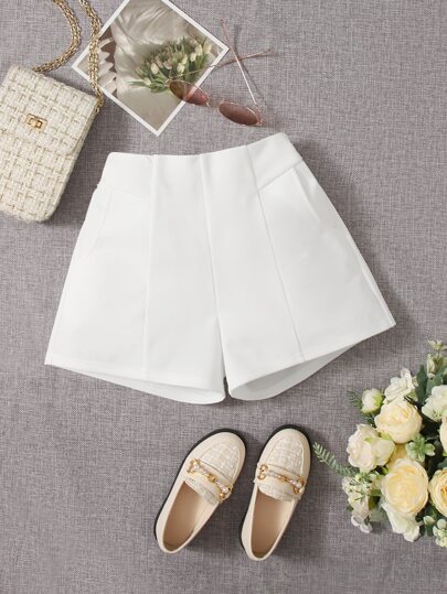 SHEIN Tween Girls' Casual Solid Color High Waist Shorts