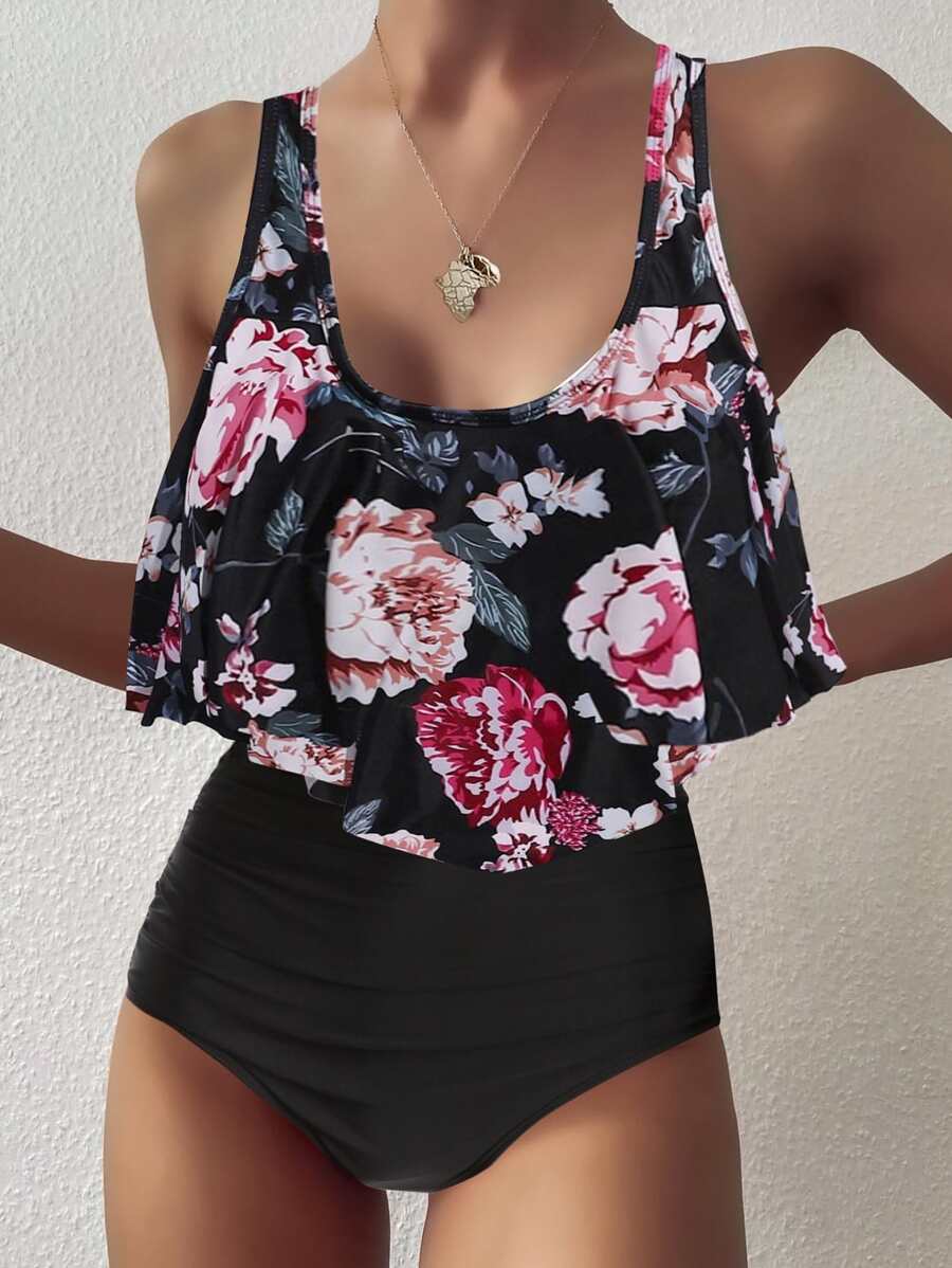 Floral Hanky Hem Bikini Set Summer Beach