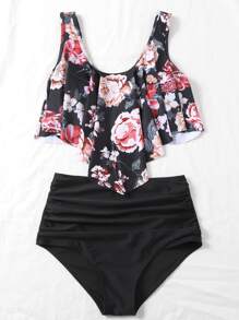 Floral Hanky Hem Bikini Set Summer Beach
