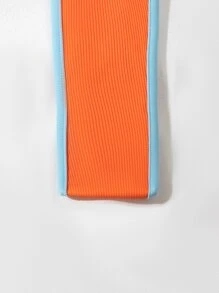 Swim Vcay Swimsuits For Woman Summer Beach Contrast Binding Rib Micro Triangle Halter Bikini Set Bathing Suit - Orange - View 3