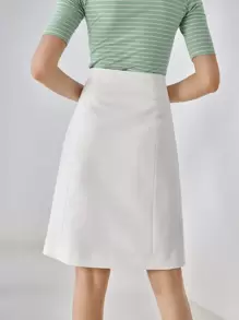 MOTF PREMIUM KNEE LENGTH SKIRT - White - View 3