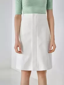 MOTF PREMIUM KNEE LENGTH SKIRT - White - View 4