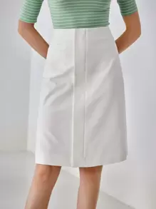 MOTF PREMIUM KNEE LENGTH SKIRT - White - View 5