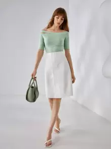 MOTF PREMIUM KNEE LENGTH SKIRT - White - View 7