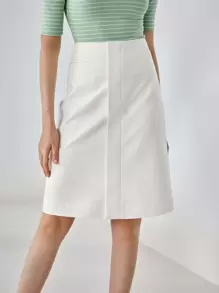 MOTF PREMIUM KNEE LENGTH SKIRT - White - View 9