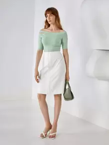 MOTF PREMIUM KNEE LENGTH SKIRT - White - View 11