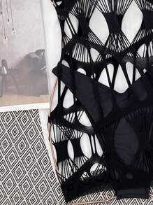 3packs Halter Triangle High Cut Bikini & Cover Up, For Summer Beach Vacation - Black - View 4