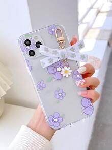 Floral Clear Phone Case,International Version, Not The Domestic Version - Purple - View 3