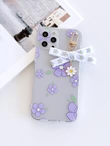 Floral Clear Phone Case,International Version, Not The Domestic Version - Purple - View 4