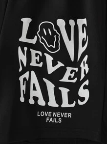 SHEIN Girls Cartoon And Letter Graphic Shorts - Black - View 3