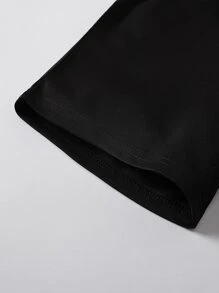 SHEIN Girls Cartoon And Letter Graphic Shorts - Black - View 4