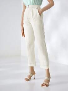 MOTF PREMIUM 100% LINEN STRAIGHT LEG TROUSERS - White - View 4