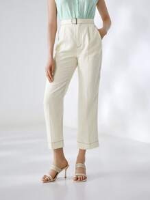 MOTF PREMIUM 100% LINEN STRAIGHT LEG TROUSERS - White - View 8