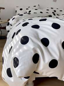 波點圖案被套套裝不附帶內芯 - 黑與白 - 查看 3