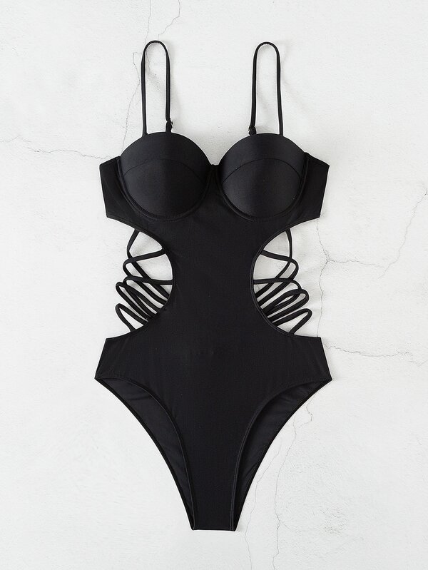 Criss Cross Push Up One Piece Swimsuit SHEIN USA