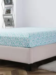 Letter Graphic Fitted Sheet - Mint Blue - View 1