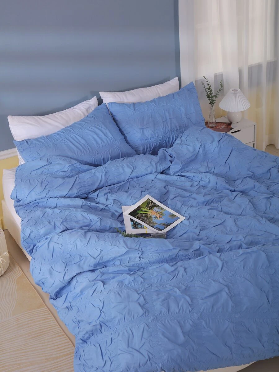 Plain Duvet Cover Set Without Filler - Blue - View 1