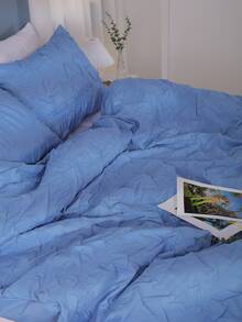 Plain Duvet Cover Set Without Filler - Blue - View 5