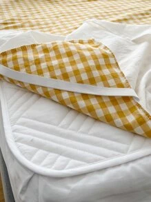 Faldones de cama con patrón de guingán - Amarillo - Ver 3