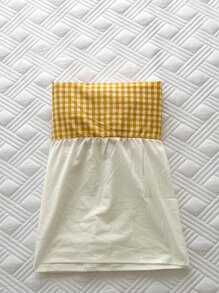 Faldones de cama con patrón de guingán - Amarillo - Ver 4