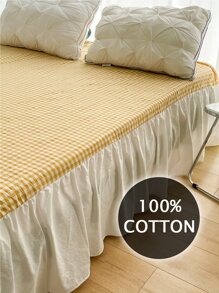 Faldones de cama con patrón de guingán - Amarillo - Ver 5