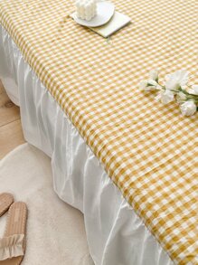 Faldones de cama con patrón de guingán - Amarillo - Ver 6