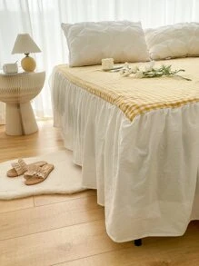 Faldones de cama con patrón de guingán - Amarillo - Ver 7