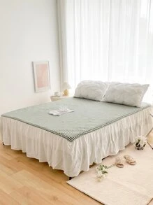 Faldones de cama con patrón de guingán - Verde - Ver 2