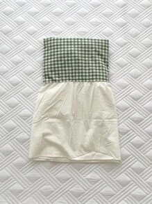 Faldones de cama con patrón de guingán - Verde - Ver 5