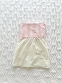 Faldones de cama con patrón de guingán - Rosa - Ver 3