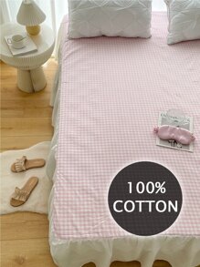 Faldones de cama con patrón de guingán - Rosa - Ver 5