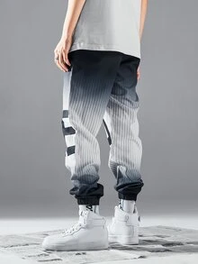 Manfinity Men Letter & Striped Print Pants - Multicolor - View 3