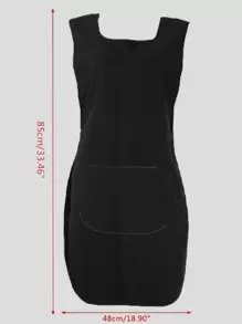 1 Pezzo Grembiule Monocromatico, Grembiule Nero Reversibile Per Cucina, Bagno, Casa, Forniture Per La Casa