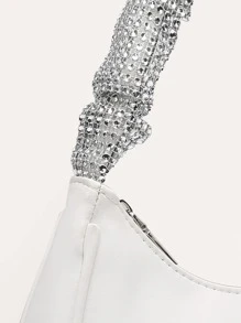 Rhinestone Decor Hobo Bag - White - View 5