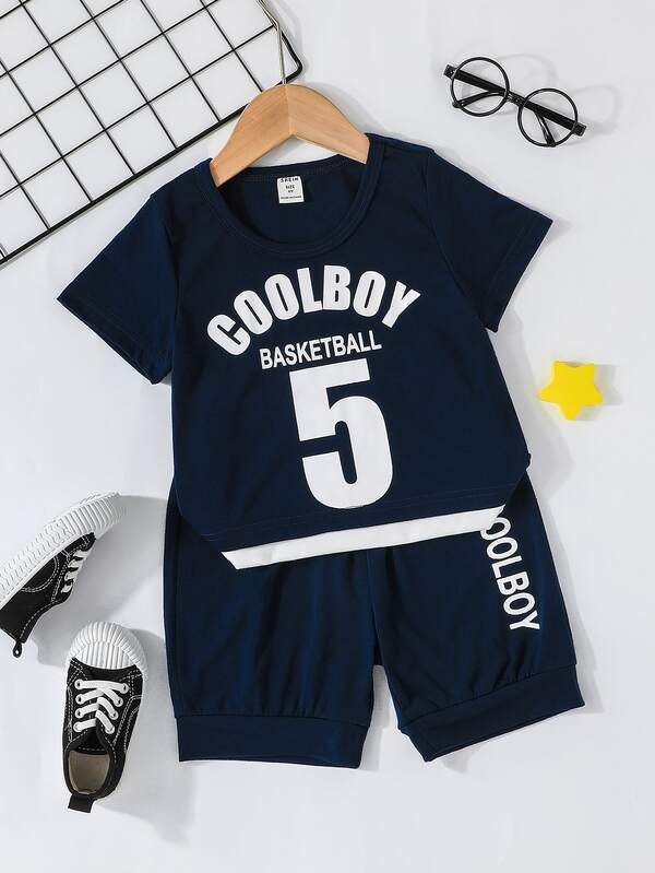 da bambini Pantaloncini e Maglietta con grafica lettera ...