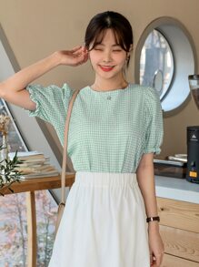 DAZY Áo sơ mi nữ Nút Kẻ sọc Dễ thương - màu xanh lá - Xem 5