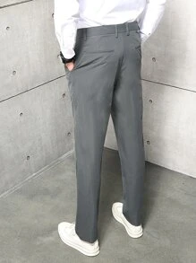 Manfinity Men Plicated Detail Slant Pocket Tailored Pants - Dark Grey - View 2