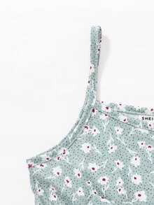 小女童碎花腰帶吊帶洋裝